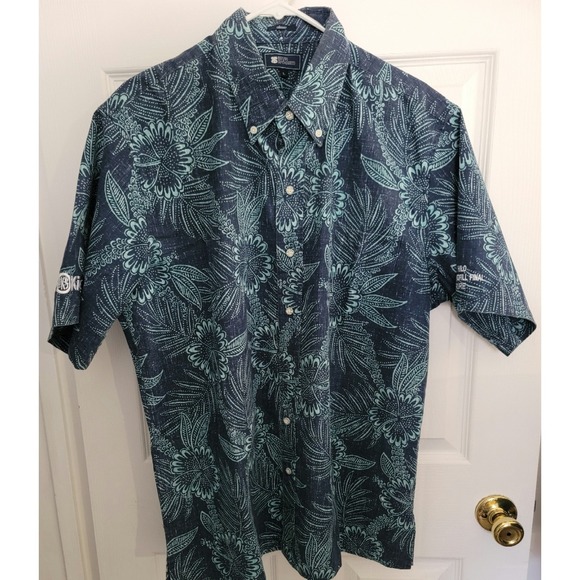 Reyn Sooper Men's Blue Floral Hawaiian Short-Sleeve Button-Up Shirt Size L - Picture 13 of 14